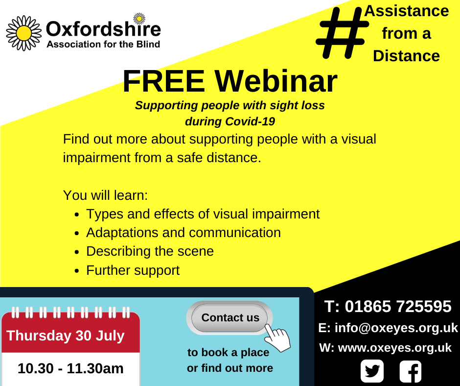 Assistance from a Distance. Poster promoting free webinar