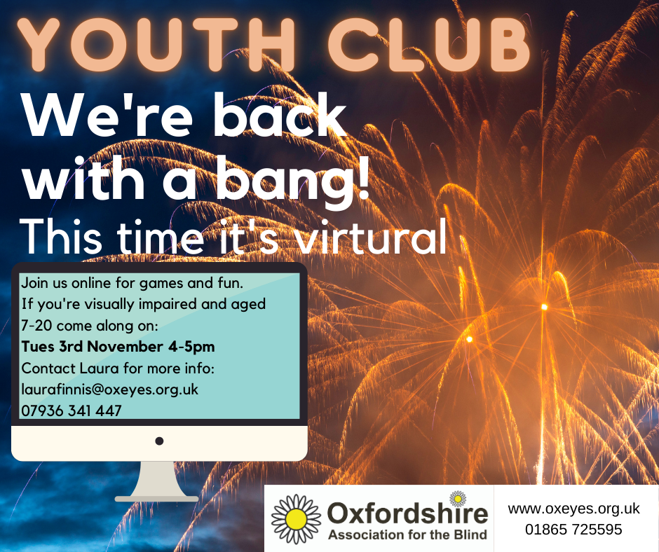 Youth Club poster with fireworks