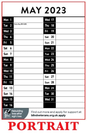 A photo of the portrait size calendar