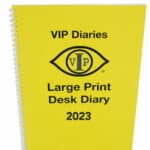 the bright yellow front cover of the diary
