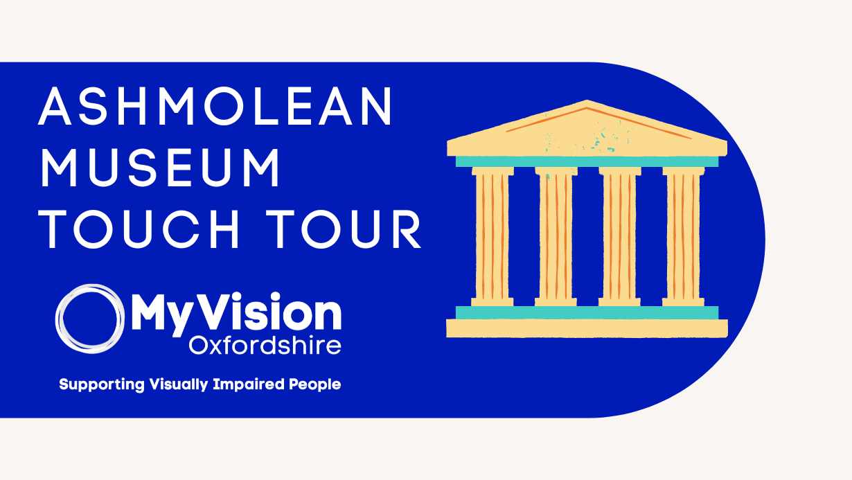 'Ashmolean Museum' with the MyVision logo and a clipart of a museum