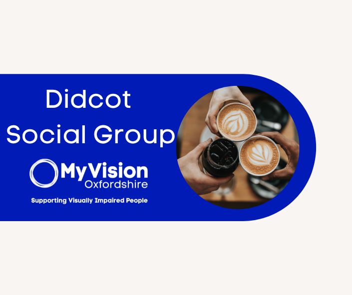 'Didcot Social Group' with an aerial photo of three coffees beside the text