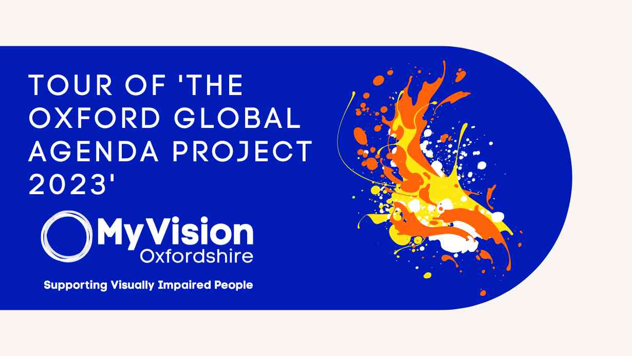 'Tour of The Oxford Global Agenda Project 2023' with a paint splatter on the side