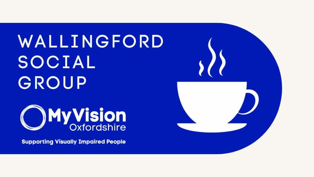 Text that says 'Wallingford Social Group,' there is a MyVision logo below and a clipart of a coffee on the right.