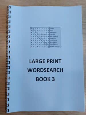 Front cover of a large print word search book